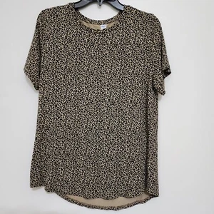 Old Navy Luxe Gr. Large Kurzarm Animal Print Stretch T-Shirt Gepard braun - Bild 1 von 11
