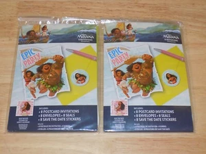 16 Disney Moana Postcard Invitations, Birthday Party Invite Envelopes & Stickers - Picture 1 of 2