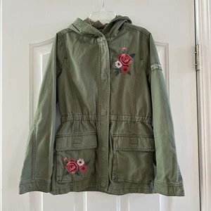 Abercrombie Kids Girls Hooded Trench Coat/Jacket, Green, Size 15/16 - Picture 1 of 9
