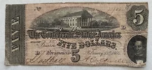US 1864 Richmond 5 Dollars Mid grade circ. Miscut BL0102 combine shipping - Picture 1 of 2