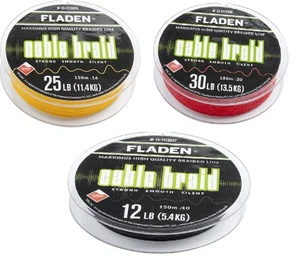 150m Fishing BRAID Black Red Yellow Teflon Coated Braided line Cable Reel FLADEN - Picture 1 of 1