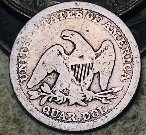 1857 Seated Liberty Quarter 25C Ungraded Choice 90% Silver US Coin CC18290 Cover