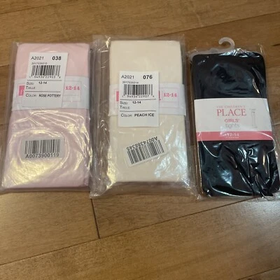 NWT The Childrens Place Girl’s Tights Thin Lot of 3 Size 12-14 - Image 1 of 4
