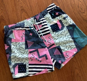 Baúl de baño original PENGUIN para hombre XXL retro años 80 abstracto negro blanco rosa 6” ins. - Imagen 1 de 8