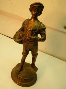 Bronze 12.5 in. Figurine; Italian Boy taking figurines to market in a  Basket - Picture 1 of 8