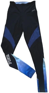 PINK VS Skinny Legging Yoga Pant Size XS Blue Ombré Sheer Mesh Color Block Logo - Picture 1 of 8