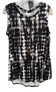 Neu mit Etikett New Release Medium schwarz grau weiß Batikmuster Kakao entspanntes Tanktop - Bild 1 von 8