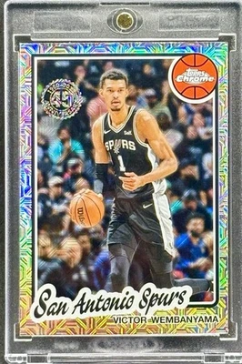 Victor Wembanyama RARO MOJO REFRACTOR TARJETA DE INVERSIÓN TOPPS CROMO COMO NUEVO Foto 1 de 2