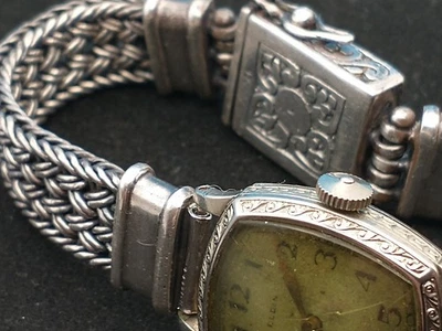 ELGIN 14K Gold filled Vintage Watch 925 Sterling Heavy 46 grams Vintage Bracelet - Image 1 of 4