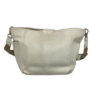Auth BARNEYSNEWYORK - White Light Brown Leather Canvas Shoulder Bag - Picture 1 of 8