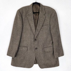 Savile Row Jacket Mens 42R Brown Wool Lambswool Tweed 2 Button Blazer Sport Coat - Picture 1 of 16