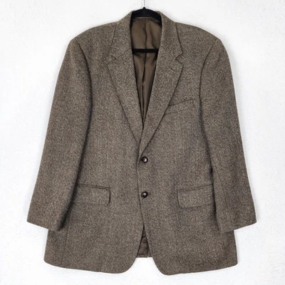 Savile Row Jacket Mens 42R Brown Wool Lambswool Tweed 2 Button Blazer Sport Coat - Image 1 of 4