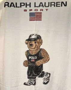 Vintage Ralph Lauren Running Polo Bear Beach Bath Towel 68x34 Made in USA - Picture 1 of 4