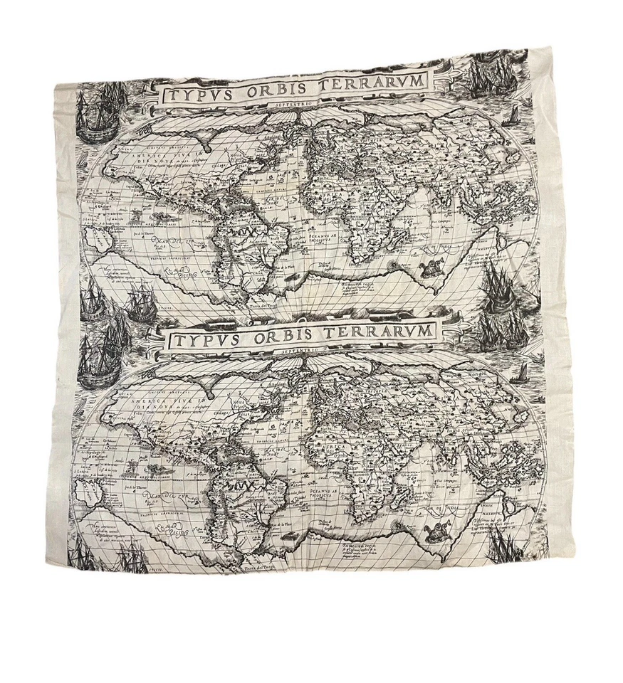 Schumacher Typus Orbis Terrarum Mapa del Viejo Mundo 100% Tela de Lino Alemania Occidental Foto 1 de 4