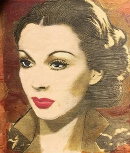 9x9 Wood Panel Of Vivian Leigh Old Hollywood Collection By Jorim - Picture 1 of 1