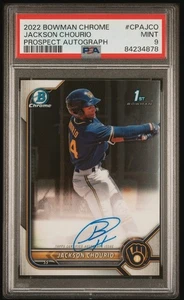 Bowman Chrome Jackson Chourio 1st Bowman Prospect 2022 autógrafo automático PSA 9 como nuevo - Imagen 1 de 2