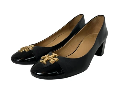 Zapatos de salón Tory Burch Everly con puntera y puntera talla 8,5 cuero negro tacón bajo oficina iglesia Foto 1 de 4