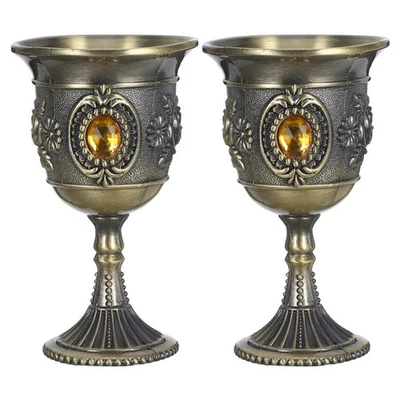 2 Pcs Metal Multi Function Wine Cup Delicate Decorative European Goblet - Image 1 of 4
