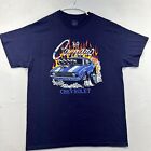 69 Camaro T-Shirt Mens Large Blue GM Race Muscle Car Animated Vintage Style 