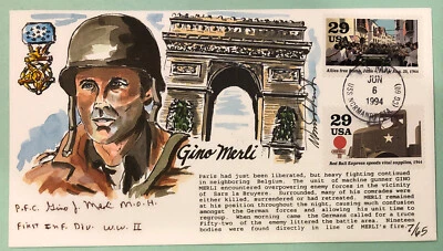 Wild Horse HP WWII Gino Merli Medal Of Honor AUTOGRAPHED 🔥 1994 #7/65 - Image 1 of 4