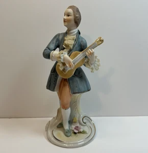 Brimm's Royal Dux Bohemia Porzellan Musiker Figur 9" groß Gitarre blau - Bild 1 von 8