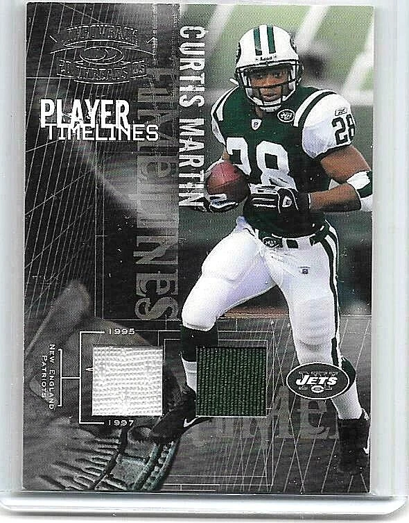 CURTIS MARTIN 2005 DONRUSS THROWBACK THREADS DUAL 2 COLOR GAME USED JERSEYS - Image 1 of 1