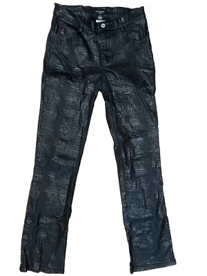 Vintage GUESS Jeans Faux Leather Croc Skin Snake Skin Black Pants Trousers Sz 27 - Image 1 of 4