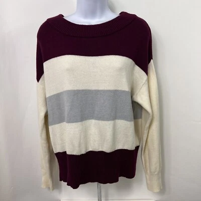 Lucky Brand Sweater Women's Small Long Sleeve Crew Neck Striped Cotton Blend - Image 1 of 4