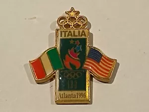 1996 Atlanta Olympische Spiele Emaille Hut Reversnadel Team USA Italien Italien Doppelflagge - Bild 1 von 2