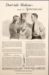 1937 Metropolitan Life Insurance Don't Take Medicine Vintage Print Ad - Picture 1 of 1
