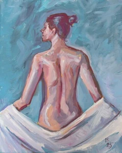 Woman Painting Original 20x16 Female Nude Impressionism Realism Signed Canvas - Picture 1 of 4