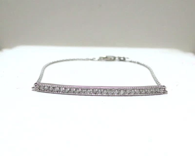 PULSERA BARRA DIAMANTE ORO BLANCO 14K 585 0.20 TCW SI1 CLARIDAD G COLOR Foto 1 de 4