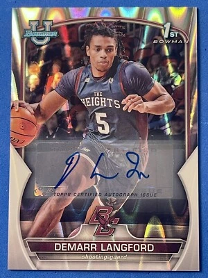 2022-23 Bowman Chrome University RayWave Refractor Auto DeMarr Langford 191/199 - Image 1 of 3