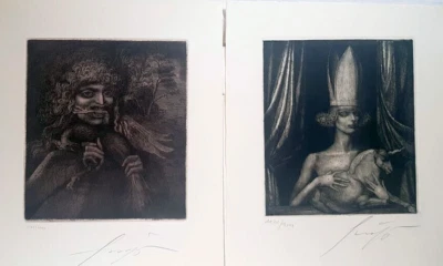 2 Stk. Originalradierungen, Ernst Fuchs (1930 - 2015), "Monographie 1975 - 1976" - Bild 1 von 4