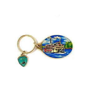 American Riverboats Goldtone Keychain "Arabia" Vintage Travel Souvenir - Picture 1 of 4