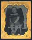 Framed Ninth Plate Tintype Barefoot Toddler Brass Mat