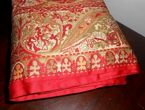 Rare RALPH LAUREN RANDOLPH Red Medieval Sateen paisley KING FLAT SHEET Nwop - Picture 1 of 4