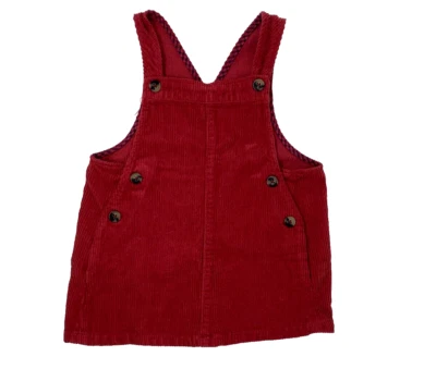 Vestido Jumper Zara Meninas 3-4 Veludo Vermelho com Detalhes de Botões - Imagem 1 de 4