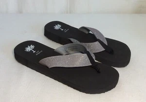 Black/Silver LUV AMERICA "Iridescent" FLIP FLOPS Size 11 Sandals Shoes ~ NEW - Picture 1 of 7
