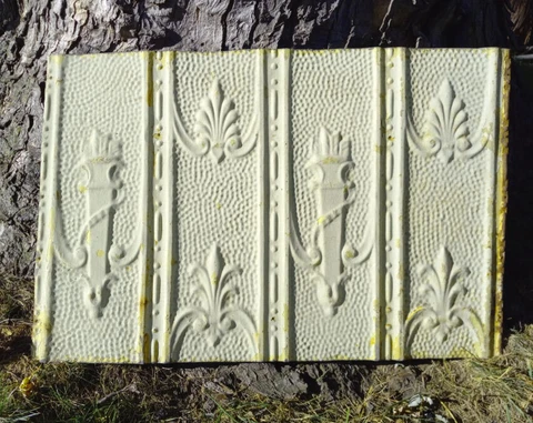 SALE Antique Victorian Gothic Ceiling Tin Tile Torch Ancanthus Chic Backsplash Cover