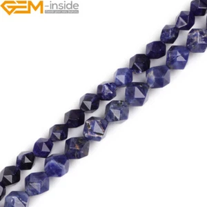 Blue Sodalite Polygonal Faceted Round Natural Stone Beads Jewellery Making 8mm - Picture 1 of 22