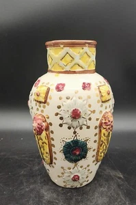 Vintage Hand Painted Ceramic Moriage Vase Floral Flower 8" Signed - Picture 1 of 12