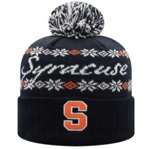 Syracuse Orange Hat Cap Knit Beanie Pom Cuffed Knit NCAA Basketball Winter NWT - Picture 1 of 9