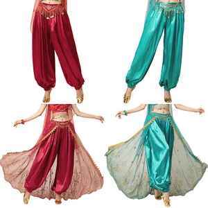 Womens Costume Bollywood Trousers Indian Pants Shiny Outfit Festival Dancewear - Picture 1 of 52