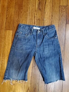 EUC Levis 505 Shorts Youth 7 Reg Denim 9in Inseam *altered* Cutoff Adj Waist - Picture 1 of 5