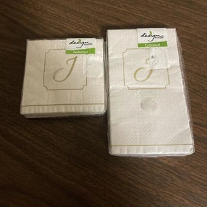Geprägte Papier Buffet Servietten (12) und Getränkeservietten (16) Monogramm J. NOS - Bild 1 von 9