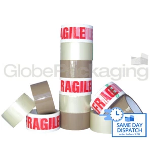 STARKES PACKBAND - BRAUN / KLAR / ZERBRECHLICH 48 mm x 50M Rollen PAKETBAND - Bild 1 von 9