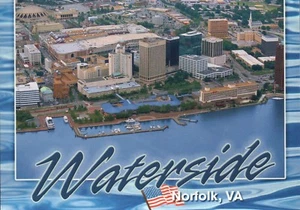 Aerial View of Downtown Norfolk Virginia, Waterside, Scope Arena etc. - Postcard - Picture 1 of 1