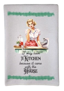 Kitchen Came With House Sarcastic Vintage Housewife Kitchen Waffle Towel DZ-180 - Picture 1 of 1