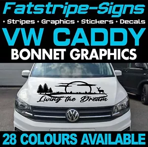 to fit VW CADDY LIVING THE DREAM BONNET STICKERS GRAPHICS DECALS CAMPER VAN - Picture 1 of 2